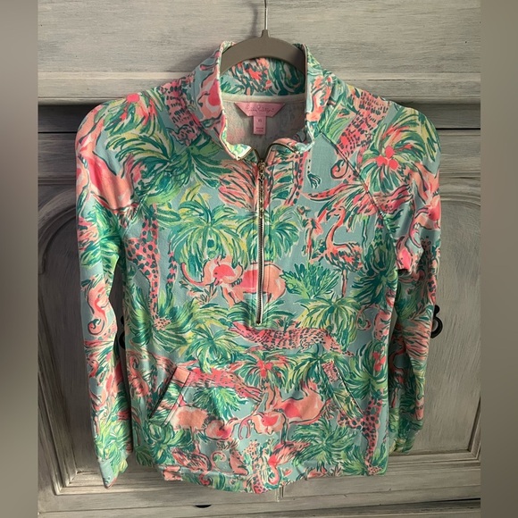 Lilly Pulitzer Skipper Popover On Parade Elephant Giraffe Print Resort Wear - Picture 2 of 6